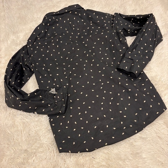 A.P.C. Rue Madame Paris Mens Black Poplin Printed Long Sleeve Button Shirt Large - Picture 6 of 8